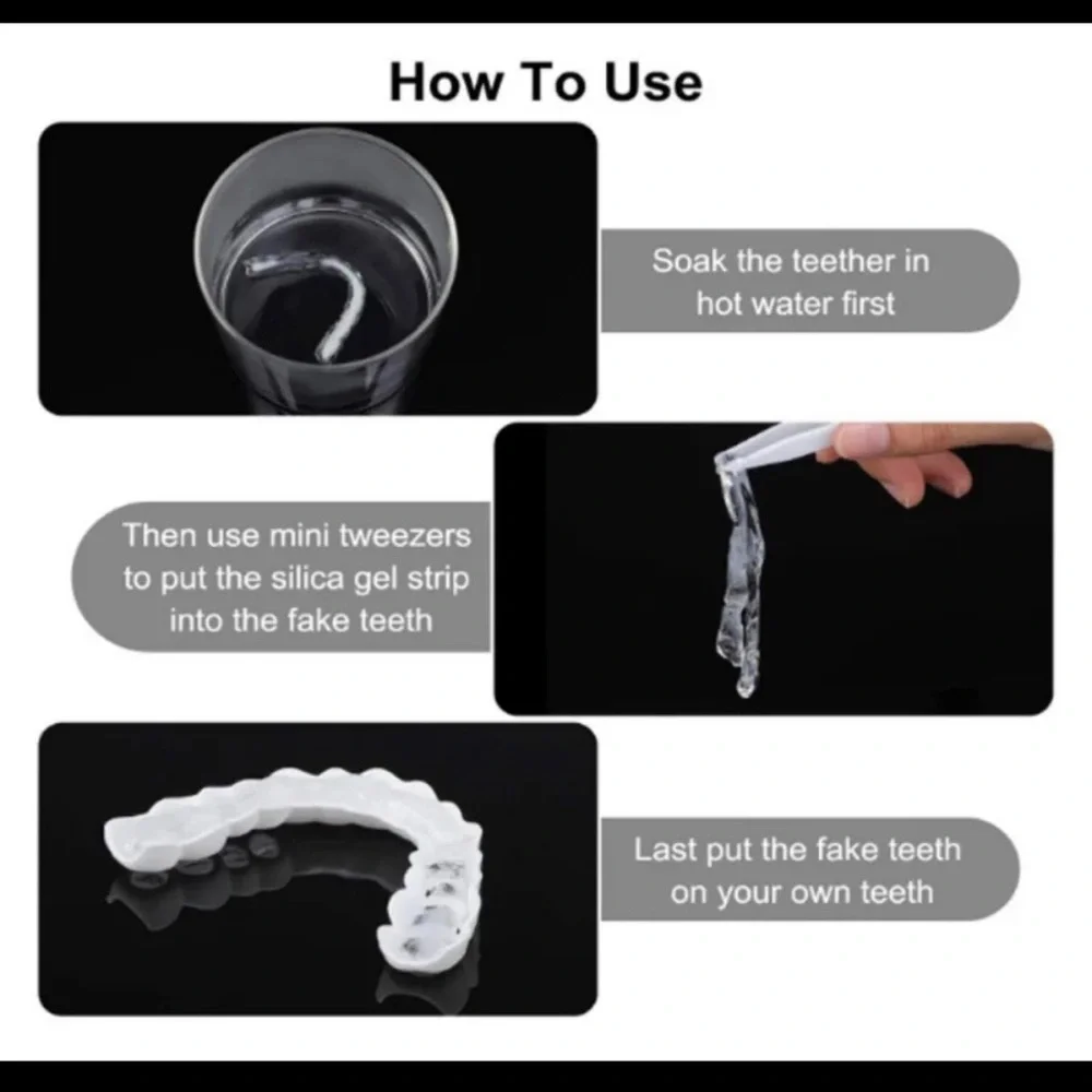 False teeth snap on smile removable reusable temporary new fake teeth